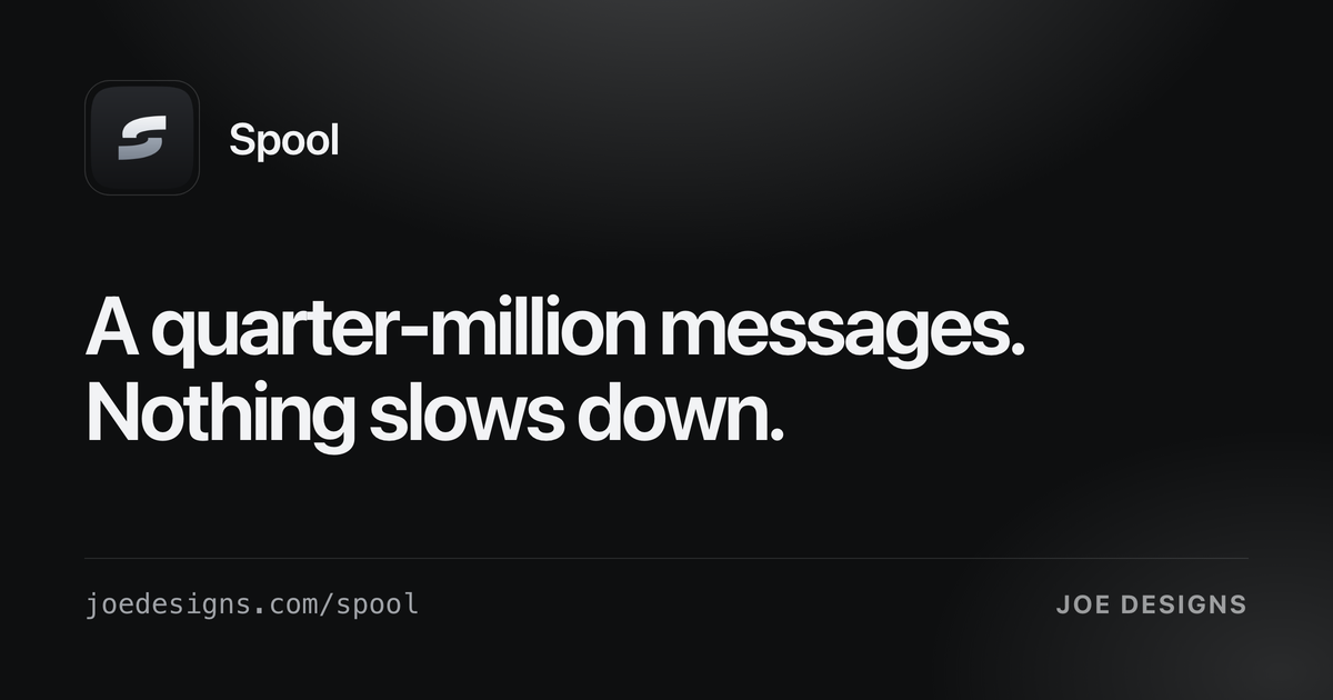 Spool — a quarter-million messages, nothing slows down