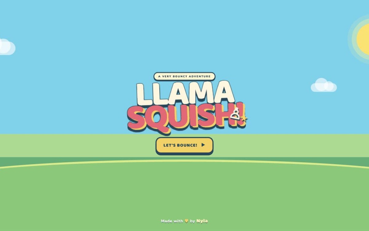 LlamaSquish — the title screen